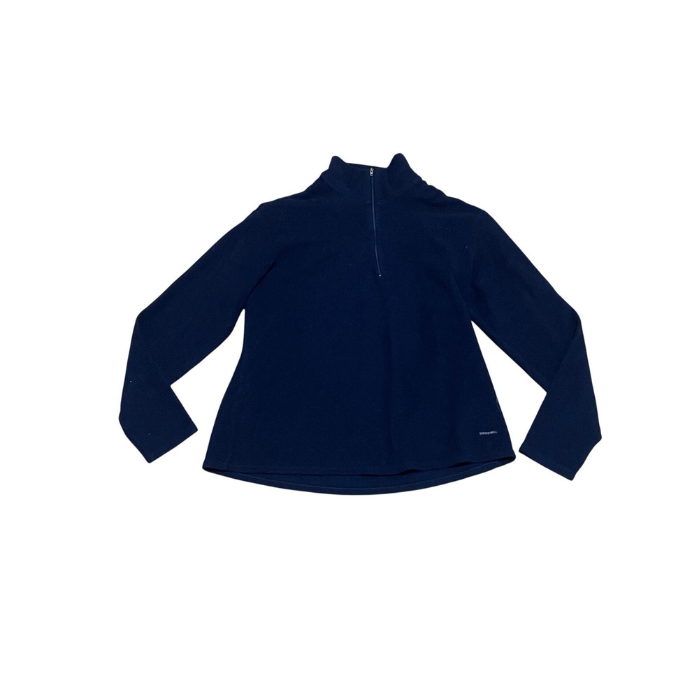 VTG Patagonia Women's M Capilene Fleece Pullover Navy Blue Quarter Zip Mock Neck